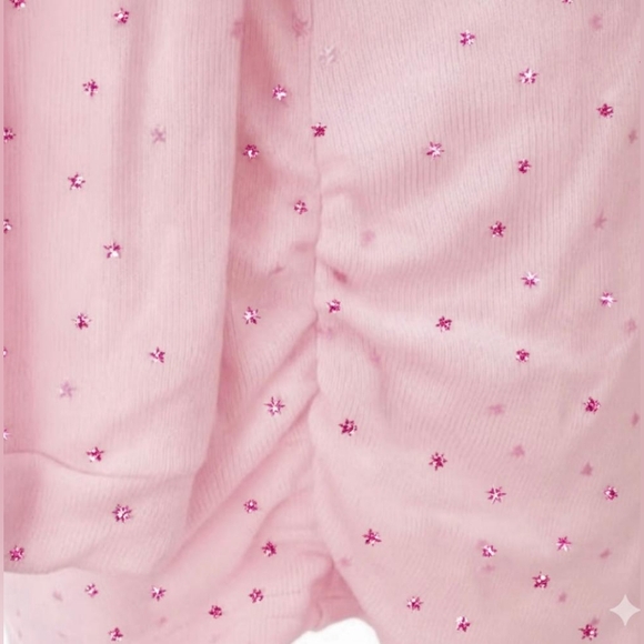 NWT, Emma's Expessions Maternity M-L.Long Sleeve Hooded Sweater.Pink With Stars - Picture 4 of 4